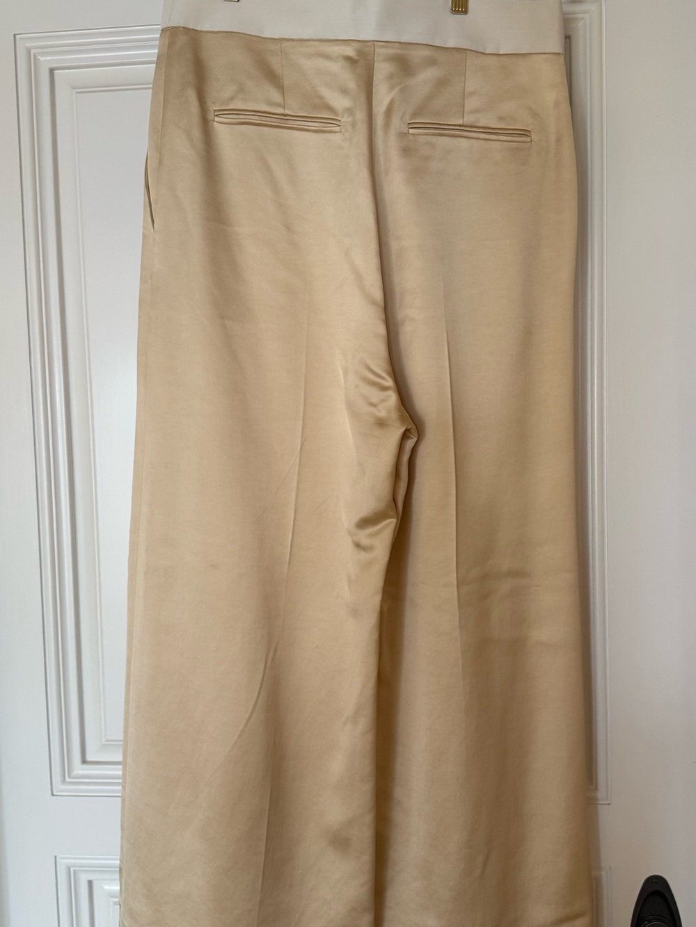 KHAITE Wide Leg Silk-Blend Pants in Beige - Picture 2 of 5